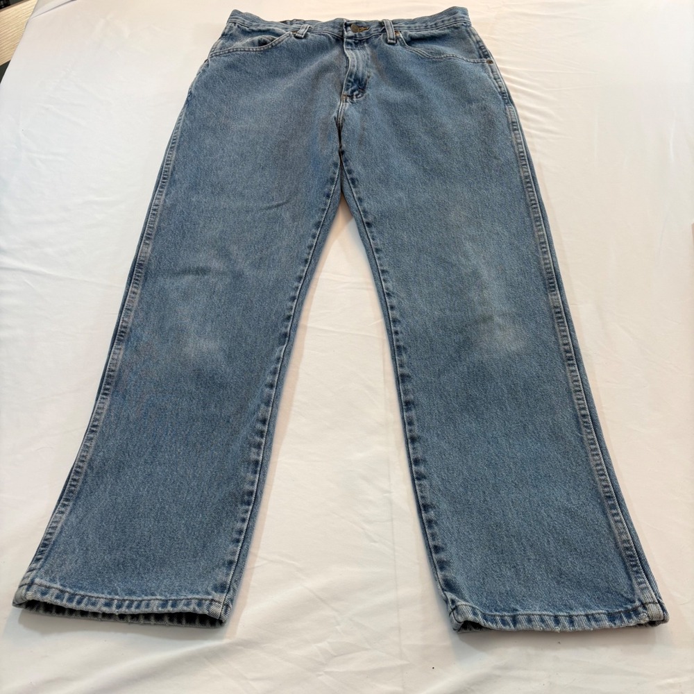 Wrangler Regular Fit Jeans Mens 34x30 Blue Medium Wash Straight Leg Denim